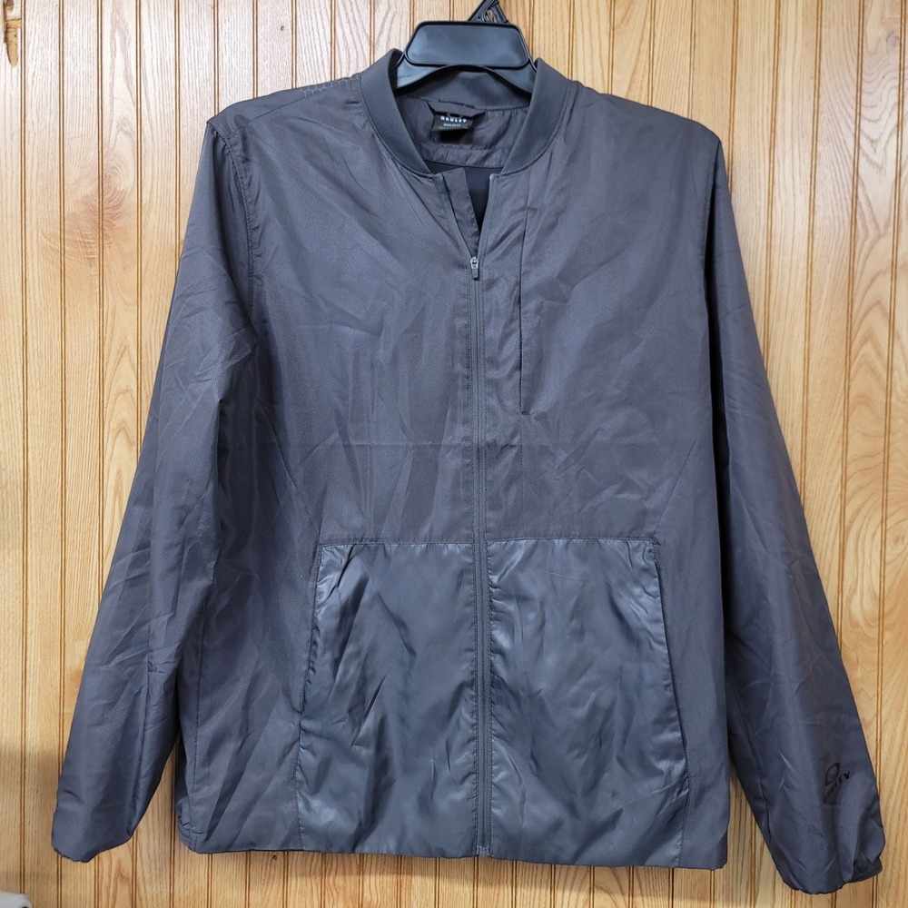 Oakley Gorpcore Y2K Mens Gray Ripstop Full Zip Windbreaker Jacket Regular Fit